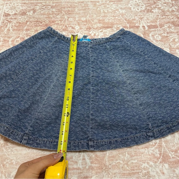 Denim Floral Printed Flare Skirt - Picture 6 of 7